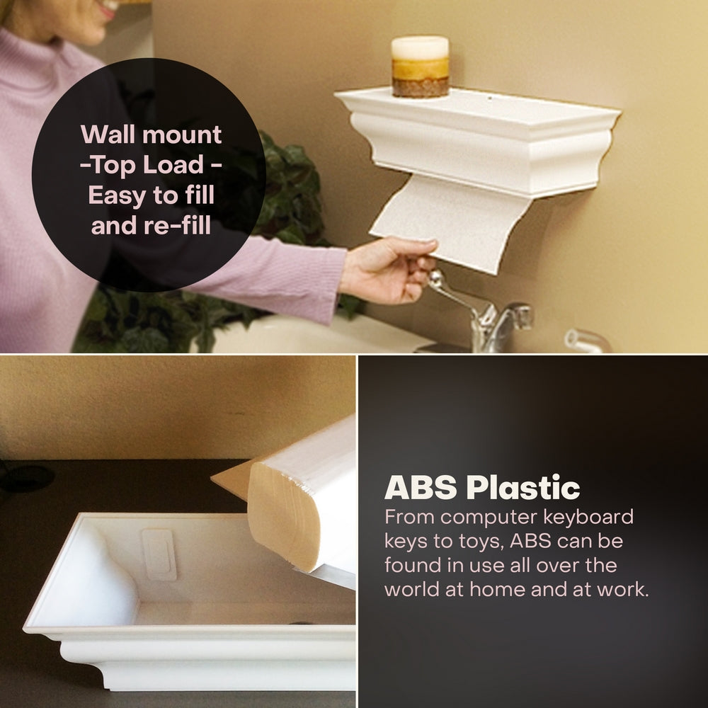 HealthyShelf M-Fold Towel Dispenser Wall Mount White - HealthyShelf