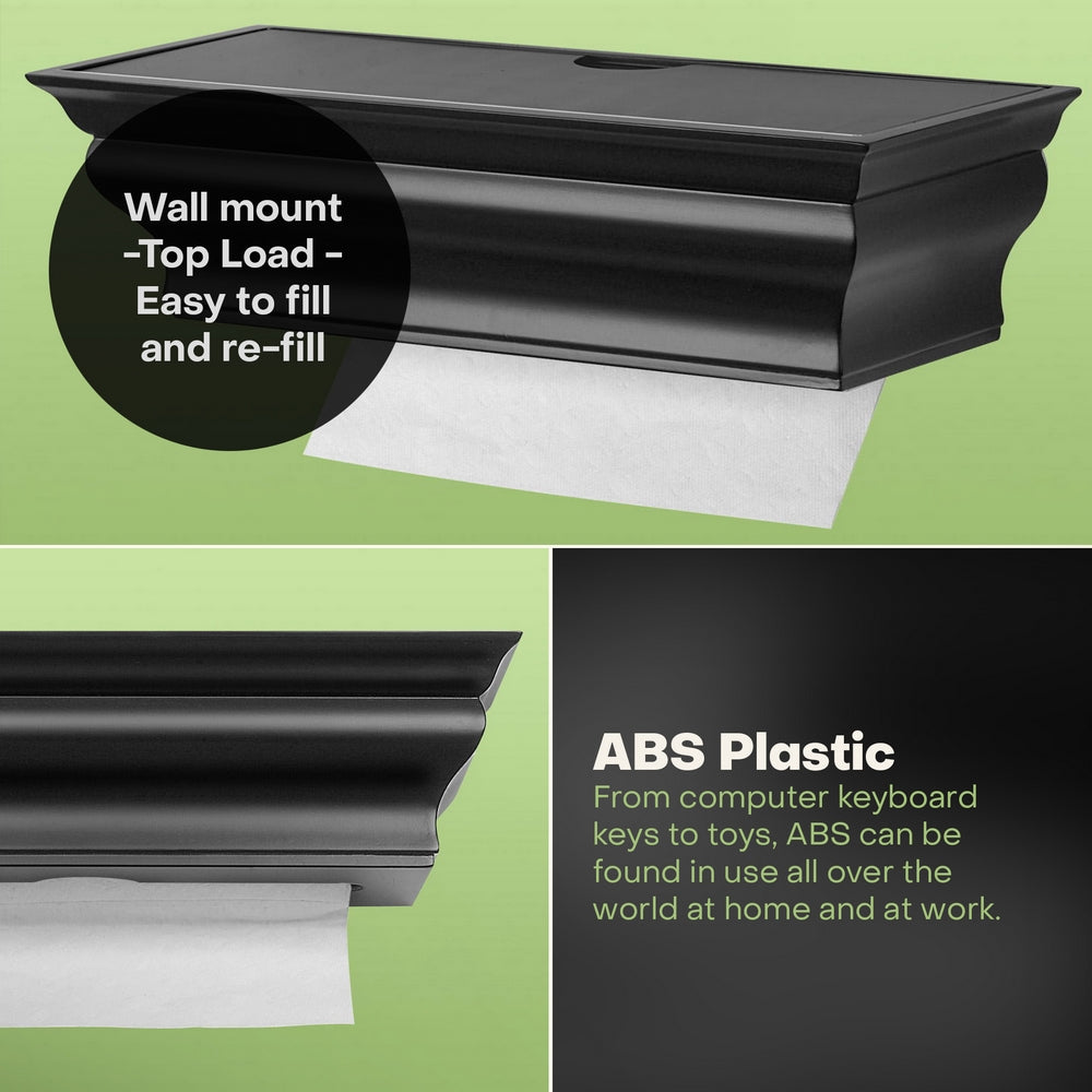 HealthyShelf Wall Mount M-Fold Paper Towel Dispenser Black - HealthyShelf